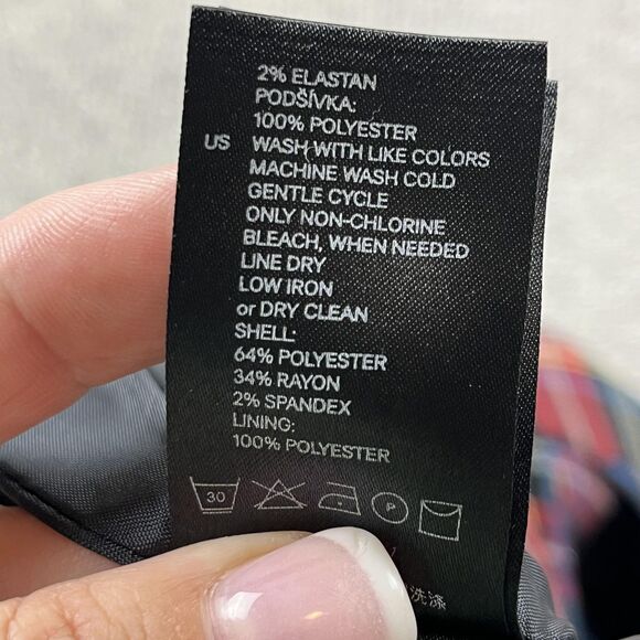 H&M Vest Womens 8 Red Tartan Plaid Halter Button Lined Academia Preppy Holiday - Picture 6 of 8